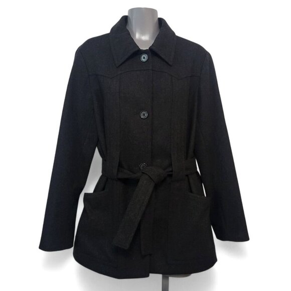 J. CREW Black Belted Peacoat - Picture 2 of 11